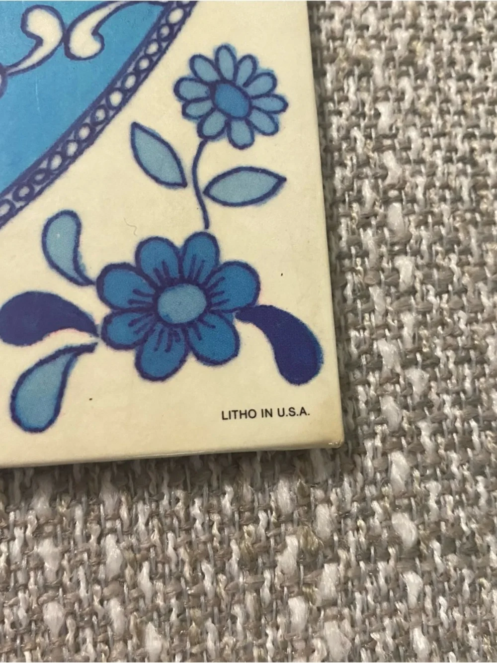 Vintage 1970s Litho In USA Donald Art Co Decor For Wall (1979) Blue & Cream